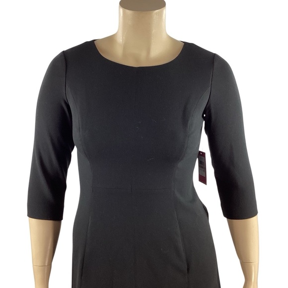 Vince Camuto Black Fit and Flare Mini Dress 3/4 Sleeve Petite 12P - Picture 2 of 7